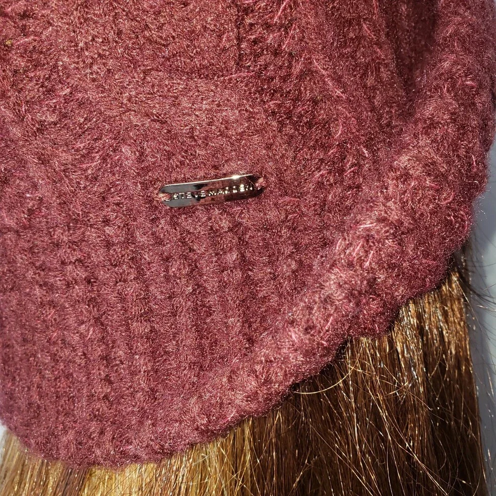 STEVE MADDEN Burgundy Acrylic Winter Hat One Size